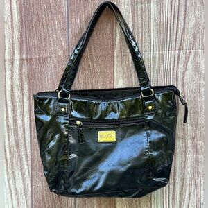 Vintage Marc Fisher y2K faux patent leather black hobo shoulder bag